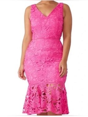 Alexia Admor Hot Pink Lace Midi Dress